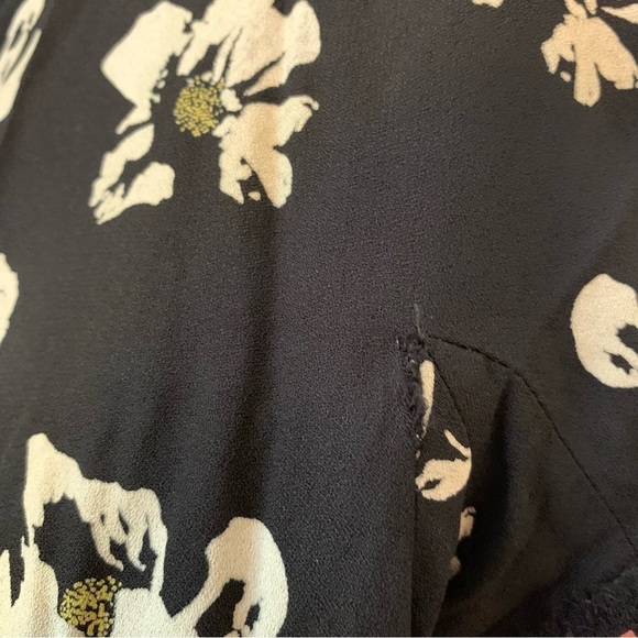 Proenza Schouler Short Sleeve Floral Printed Raw Hem Mini Dress Black Sz 6 - Picture 8 of 13